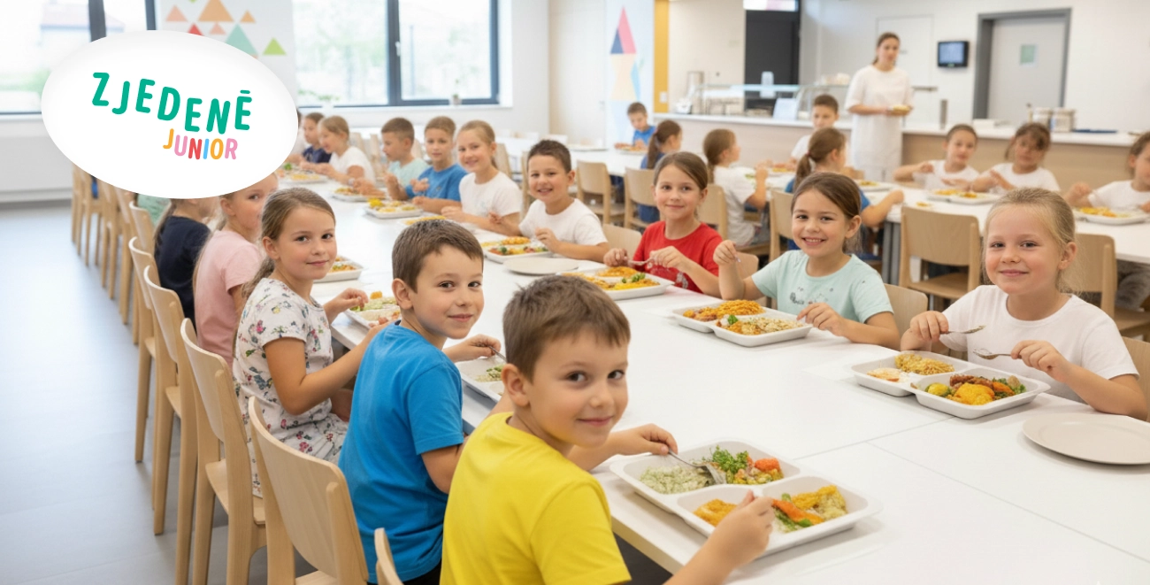 Zjedené Junior - spokojné deti na školskom obede.
